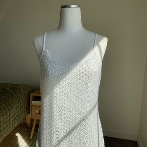 Vintage 90s Aqua Blues White Boho Crotchet Maxi Dress